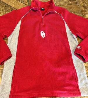 Starter Oklahoma Sooners 1/4-Zip Fleece Pullover Size Large